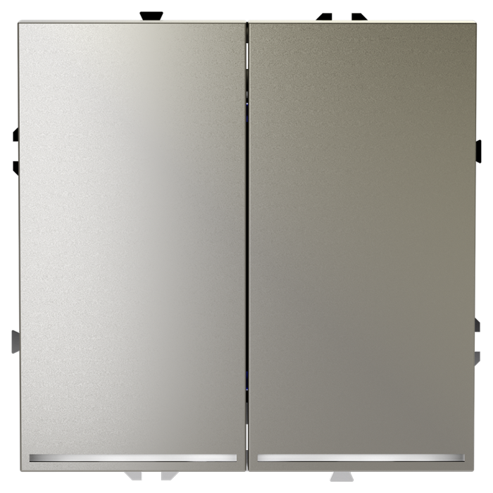 Проходной переключатель встраиваемый VOLTUM S70 двухклавишный с подсветкой 10А, (шелк)