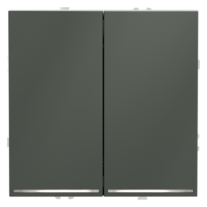 Проходной переключатель встраиваемый VOLTUM S70 двухклавишный с подсветкой 10А, (титан)