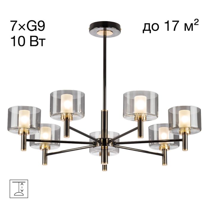 Люстра на штанге Citilux ELAN CL241171 Золото, Хром, Чёрный