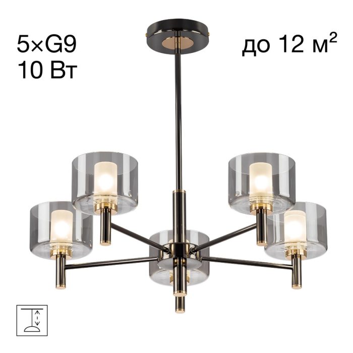 Люстра на штанге Citilux ELAN CL241151 Золото, Хром, Чёрный