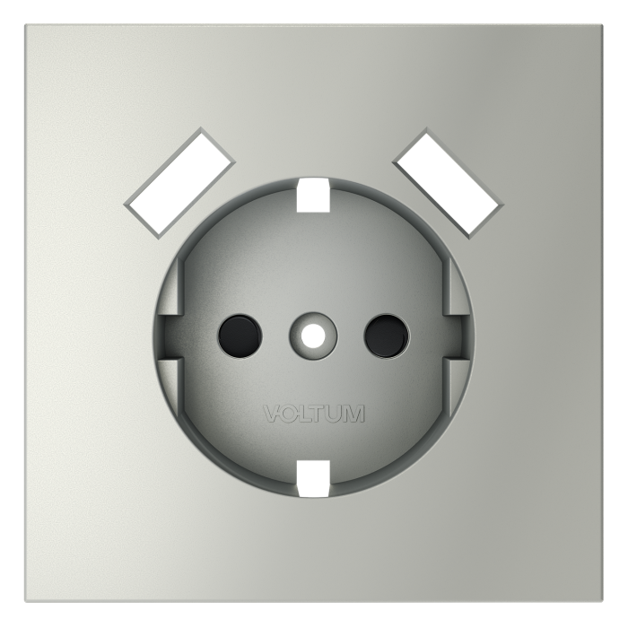 Накладка для розетки с заземлением и защитными шторками, с USB A+A, S70 (сталь)