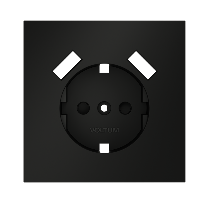 Накладка для розетки с заземлением и защитными шторками, с USB A+A, S70 (черный матовый)