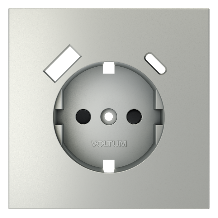 Накладка для розетки с заземлением и защитными шторками, с USB A+C, S70 (сталь)