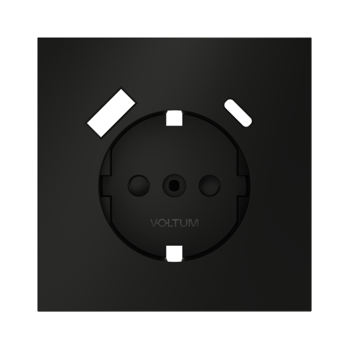 Накладка для розетки с заземлением и защитными шторками, с USB A+C, S70 (черный матовый)