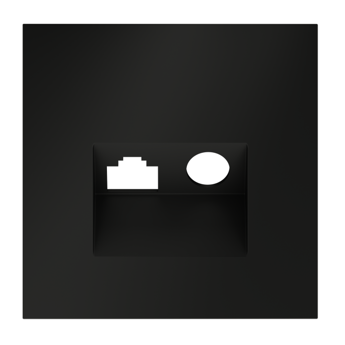 Накладка для розетки TV+RJ45 кат. 6, S70 (черный матовый)