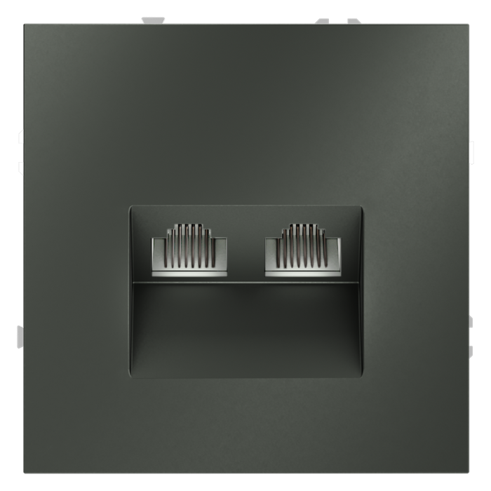 Розетка компьютерная встраиваемая VOLTUM S70 двойная RJ45+RJ45 кат.6, (титан)