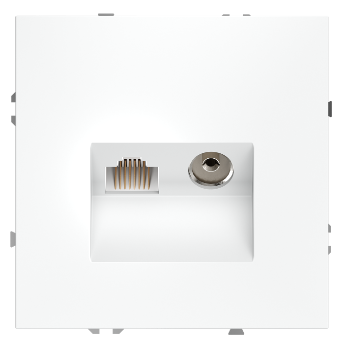 Розетка телевизионная встраиваемая VOLTUM S70 TV+RJ45 кат. 6, (белый матовый)