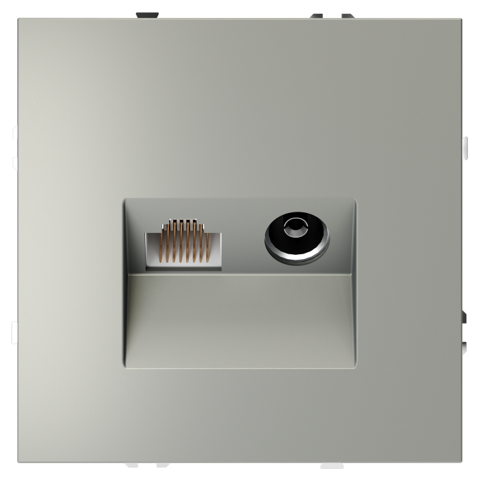 Розетка телевизионная встраиваемая VOLTUM S70 TV+RJ45 кат. 6, (сталь)