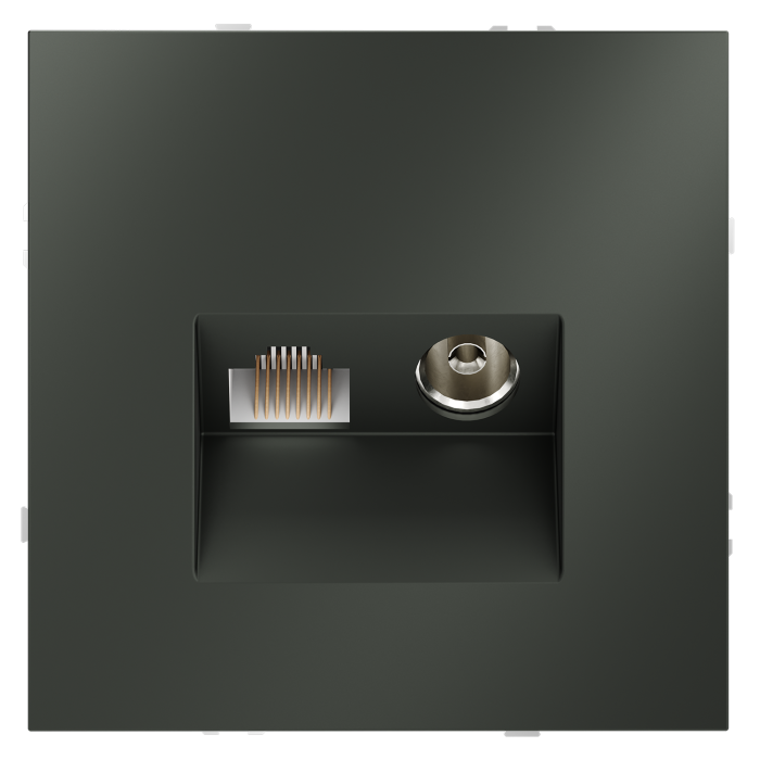 Розетка телевизионная встраиваемая VOLTUM S70 TV+RJ45 кат. 6, (титан)