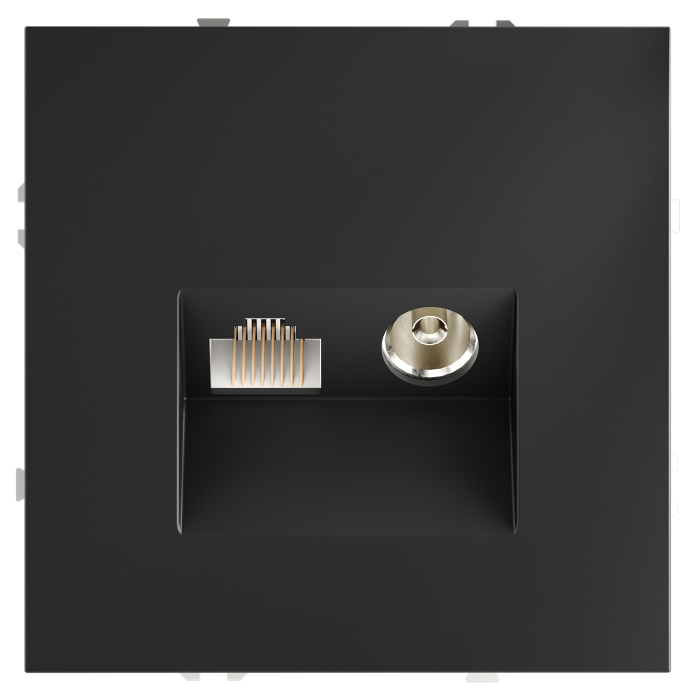 Розетка телевизионная встраиваемая VOLTUM S70 TV+RJ45 кат. 6, (графит)