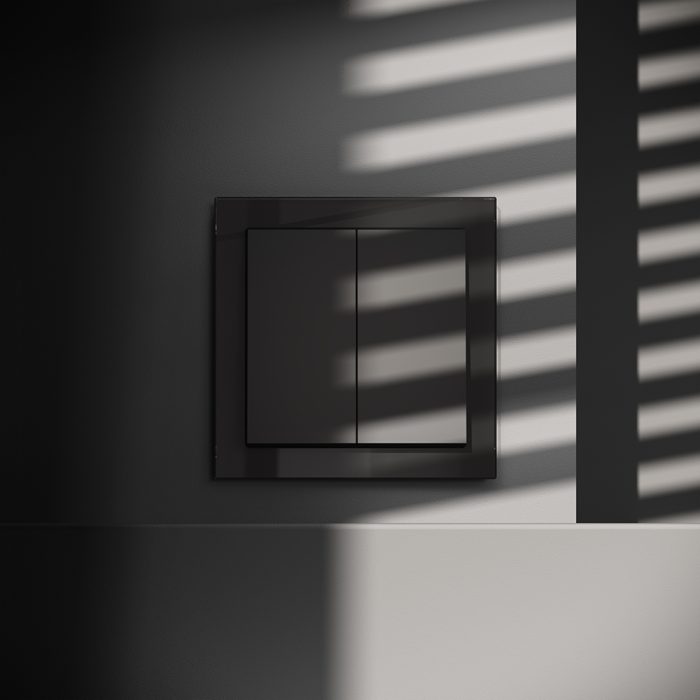 Выключатель встраиваемый VOLTUM S70 двухклавишный 10А, (черный матовый)