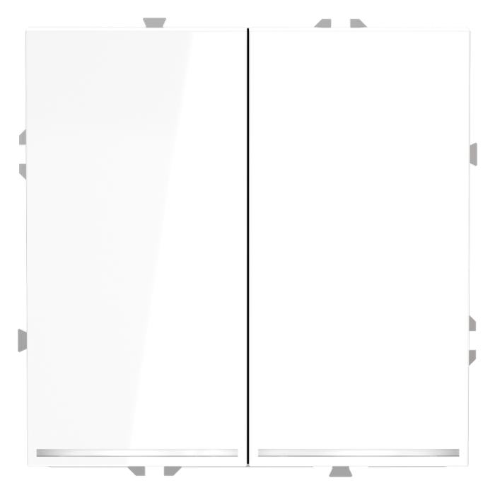 Выключатель встраиваемый VOLTUM S70 двухклавишный с подсветкой 10А, (белый глянцевый)