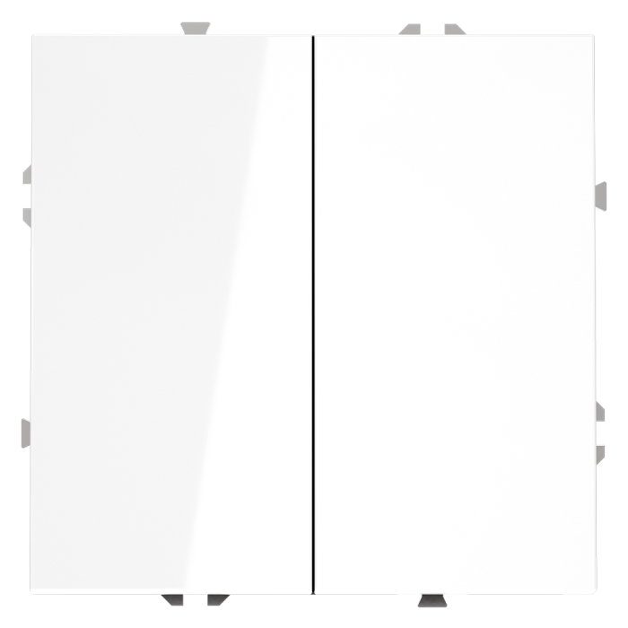 Проходной переключатель встраиваемый VOLTUM S70 двухклавишный 10А, (белый глянцевый)