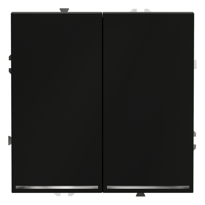 Проходной переключатель встраиваемый VOLTUM S70 двухклавишный с подсветкой 10А, (черный матовый)