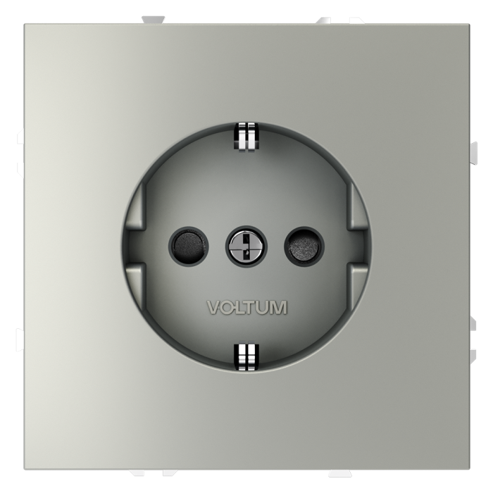 Розетка встраиваемая VOLTUM S70 с заземлением и защитными шторками, 16А, (сталь)