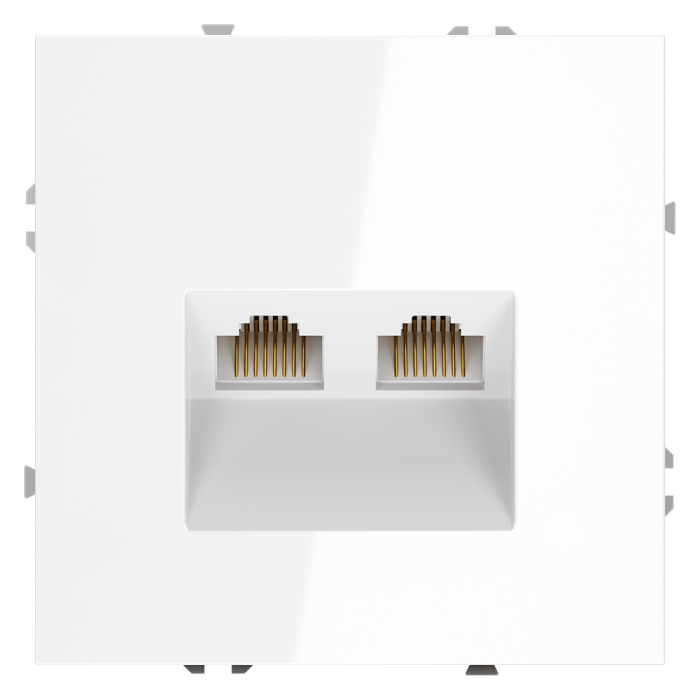 Розетка компьютерная встраиваемая VOLTUM S70 двойная RJ45+RJ45 кат.6, (белый глянцевый)
