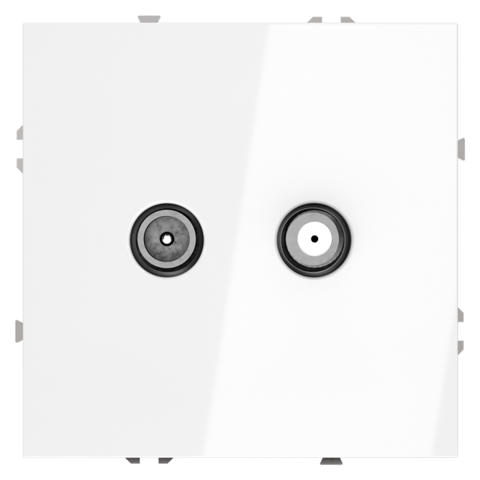 Розетка телевизионная встраиваемая VOLTUM S70 оконечная TV+SAT, (белый глянцевый)