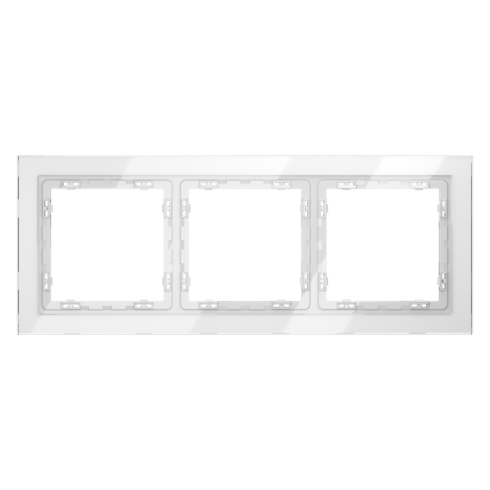 Рамка стеклянная VOLTUM S70 на 3 поста, (белый, стекло)
