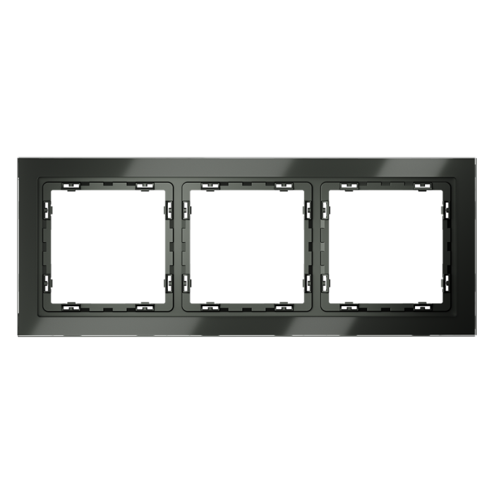 Рамка стеклянная VOLTUM S70 на 3 поста, (титан, стекло)