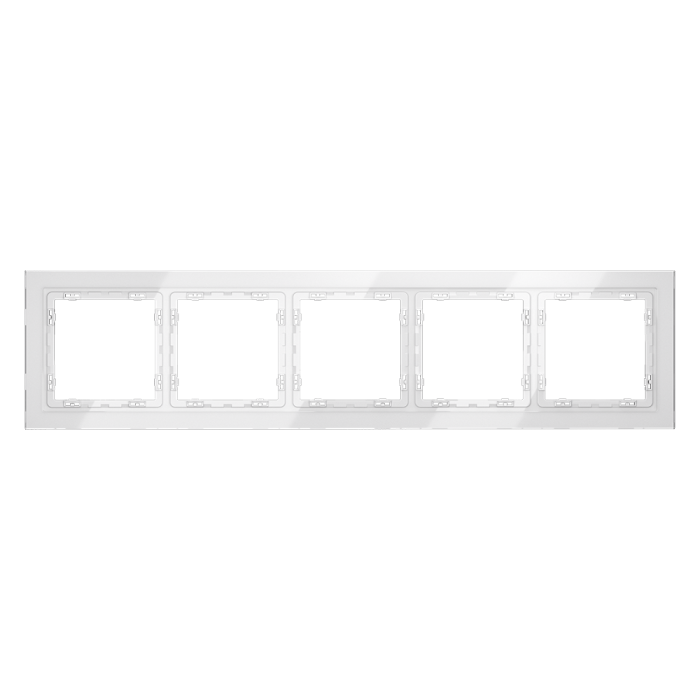 Рамка стеклянная VOLTUM S70 на 5 постов, (белый, стекло)