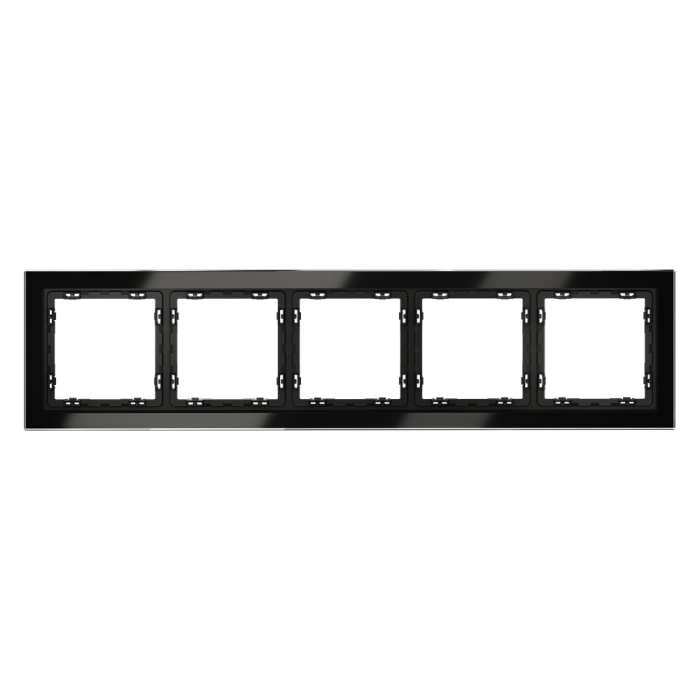 Рамка стеклянная VOLTUM S70 на 5 постов, (черный,стекло)
