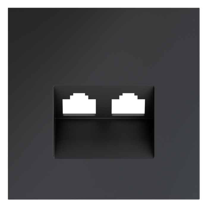 Накладка для розетки компьютерной двойной RJ45+RJ45 кат.6, S70 (графит)