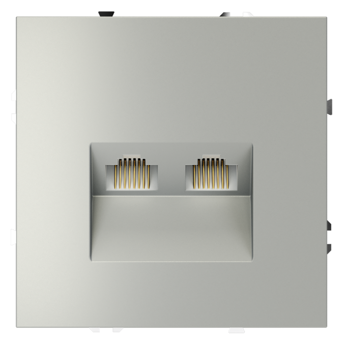 Розетка компьютерная встраиваемая VOLTUM S70 двойная RJ45+RJ45 кат.6, (сталь)