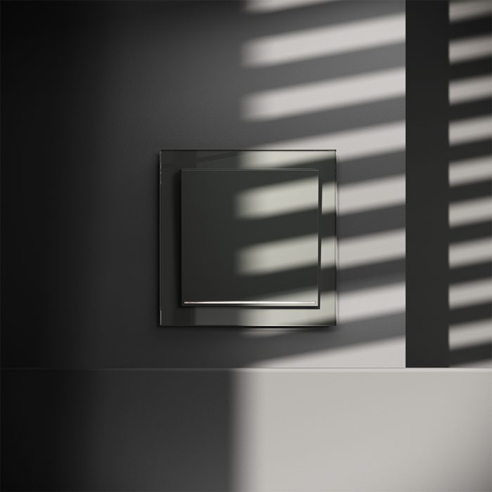 Выключатель встраиваемый VOLTUM S70 одноклавишный с подсветкой 10А, (титан)