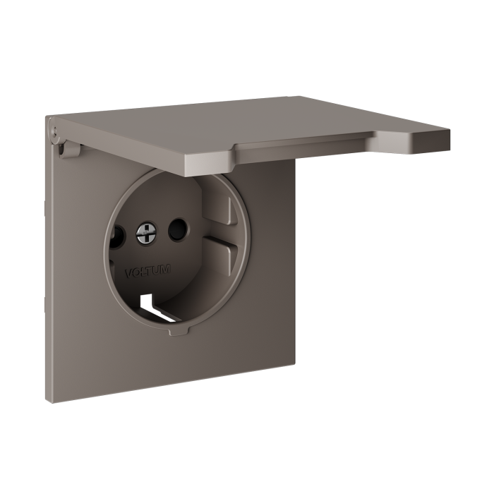 Накладка для розетки с заземлением, защитными шторками и крышкой, S70 (капучино)