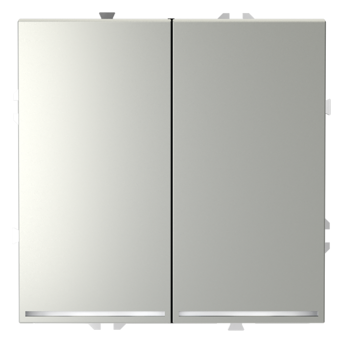 Проходной переключатель встраиваемый VOLTUM S70 двухклавишный с подсветкой 10А, (сталь)