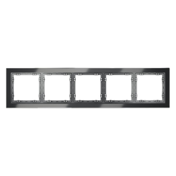 Рамка стеклянная VOLTUM S70 на 5 постов, (графит, стекло)