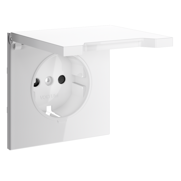 Накладка для розетки с заземлением, защитными шторками и крышкой, S70 (белый глянцевый)