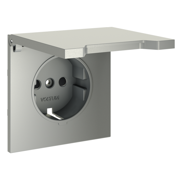 Накладка для розетки с заземлением, защитными шторками и крышкой, S70 (сталь)