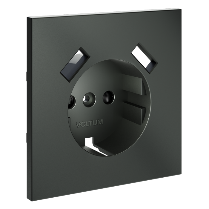 Накладка для розетки с заземлением и защитными шторками, с USB A+A, S70 (титан)