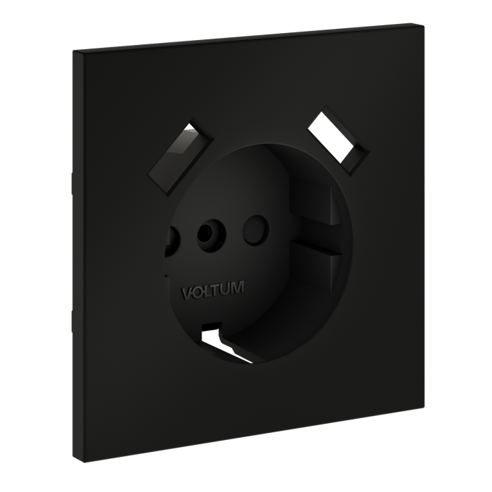 Накладка для розетки с заземлением и защитными шторками, с USB A+A, S70 (черный матовый)