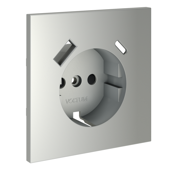 Накладка для розетки с заземлением и защитными шторками, с USB A+C, S70 (сталь)