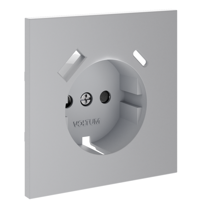 Накладка для розетки с заземлением и защитными шторками, с USB A+C, S70 (серый)