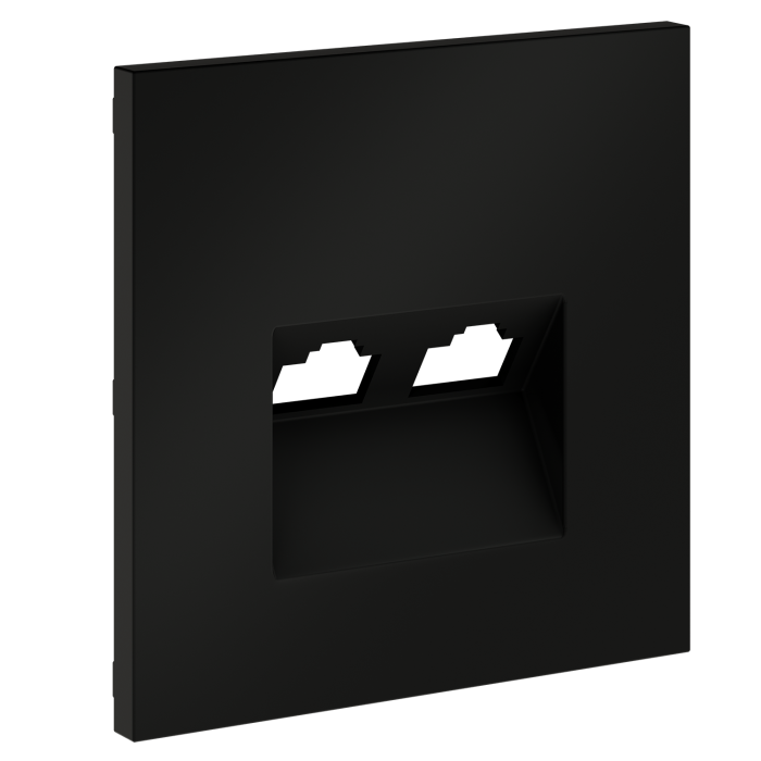 Накладка для розетки компьютерной двойной RJ45+RJ45 кат.6, S70 (черный матовый)