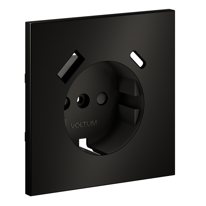 Накладка для розетки с заземлением и защитными шторками, с USB A+C, S70 Metal (антрацит)