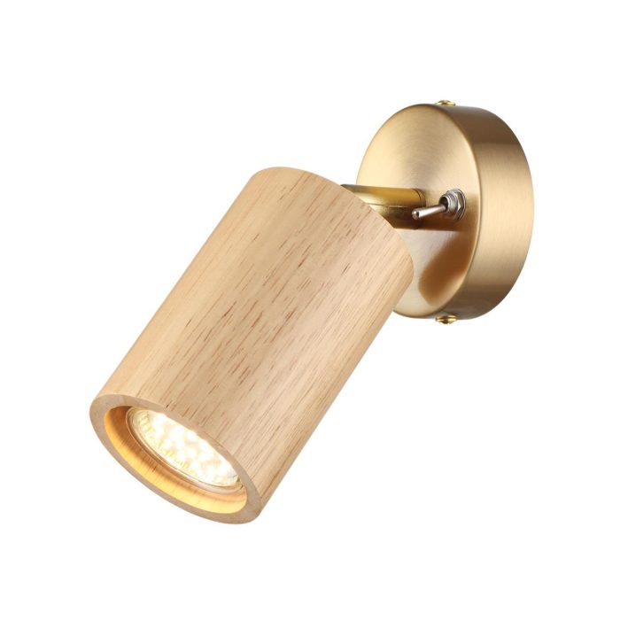 Бра ODEON LIGHT CAUCHO, светлое дерево/бронзовый, GU10 LED, LED 7W