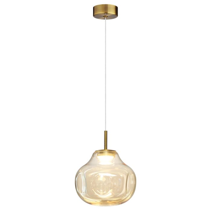 Подвесной светильник ODEON LIGHT VASO, античн бронза/янтарный, LED, LED 4W, 4000K