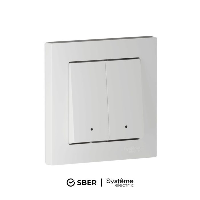 AtlasDesign smart 2-кл. выключатель с подсв., zigbee, сх.5, l+n, 10а, мех., белый