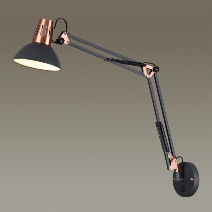 Бра ODEON LIGHT KAPAL, черный, медный/черный, E27, 60W