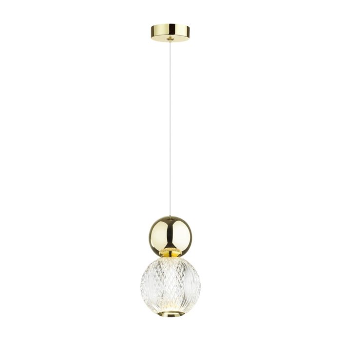 Подвесной светильник ODEON LIGHT CRYSTAL, золотой/прозрачный, LED, LED 7W, 4000K