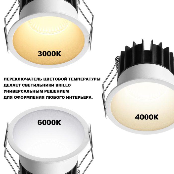 Встраиваемый светильник NOVOTECH BRILLO, белый, LED, LED 18W, 3000K