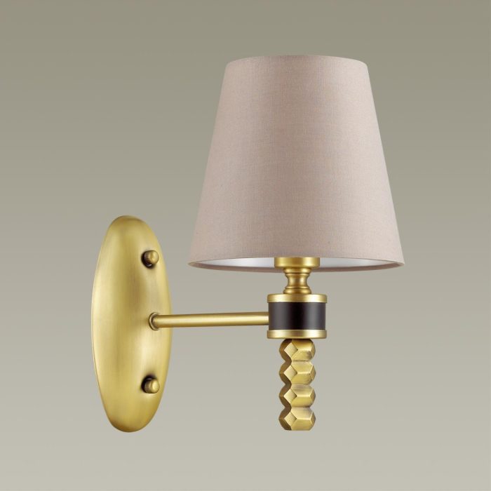 Бра LUMION MONTANA, античная латунь, бежевый/латунь, E14, 40W