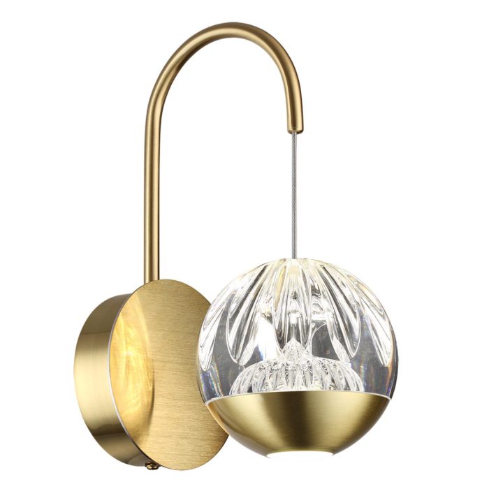 Бра ODEON LIGHT SONO, под латунь/прозрачный, LED, LED 5W, 4000K
