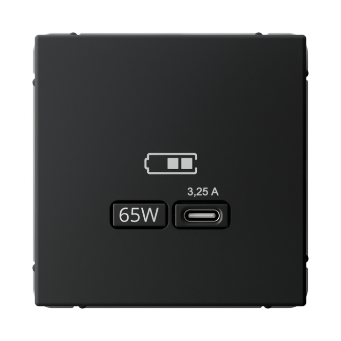 ArtGallery USB розетка тип-С 65Вт высокоскор.заряд. QC, PD, механизм, карбон
