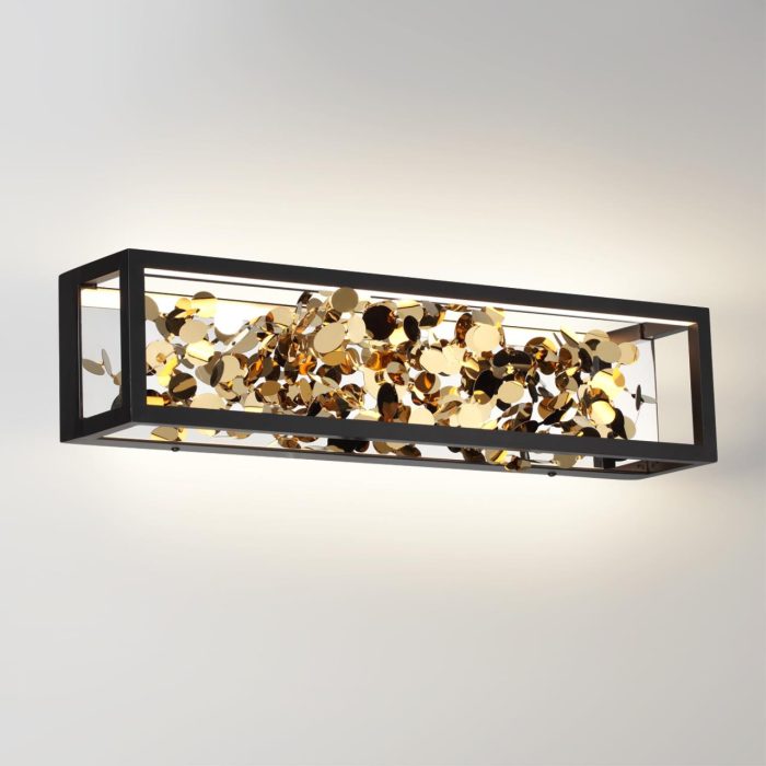 Бра ODEON LIGHT BILD, матовый черный/золотой, LED, LED 17W, 3000K