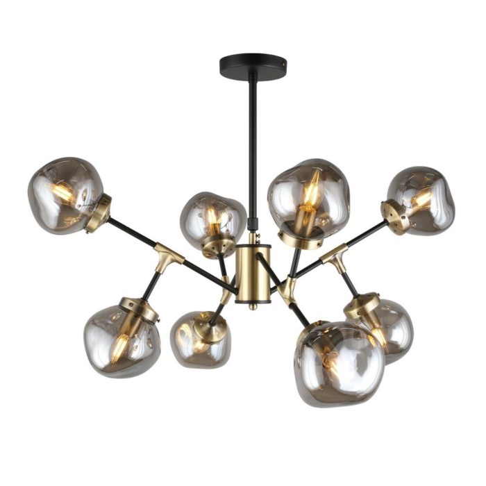 Люстра потолочная Omnilux Volano OML-95207-08, черный+бронза + дымчатый
